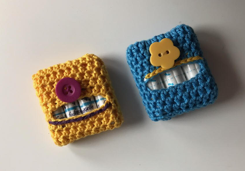 selbstgehäkelte Tampontaschen