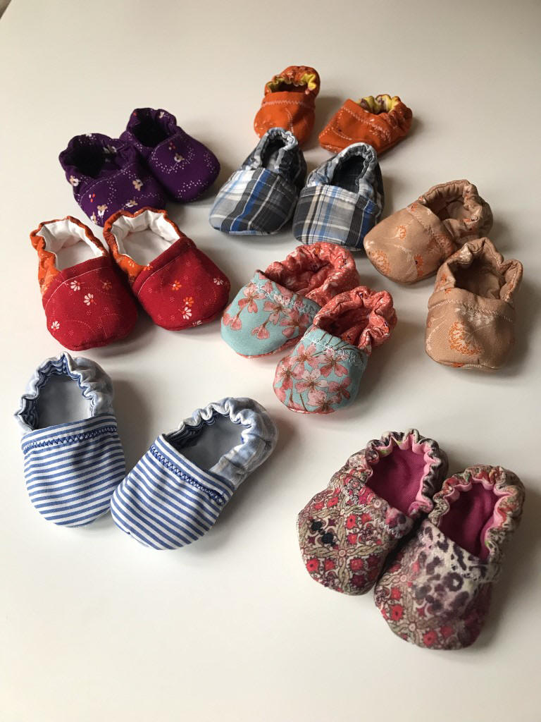 selbstgenähte Baby-Wendeschühchen