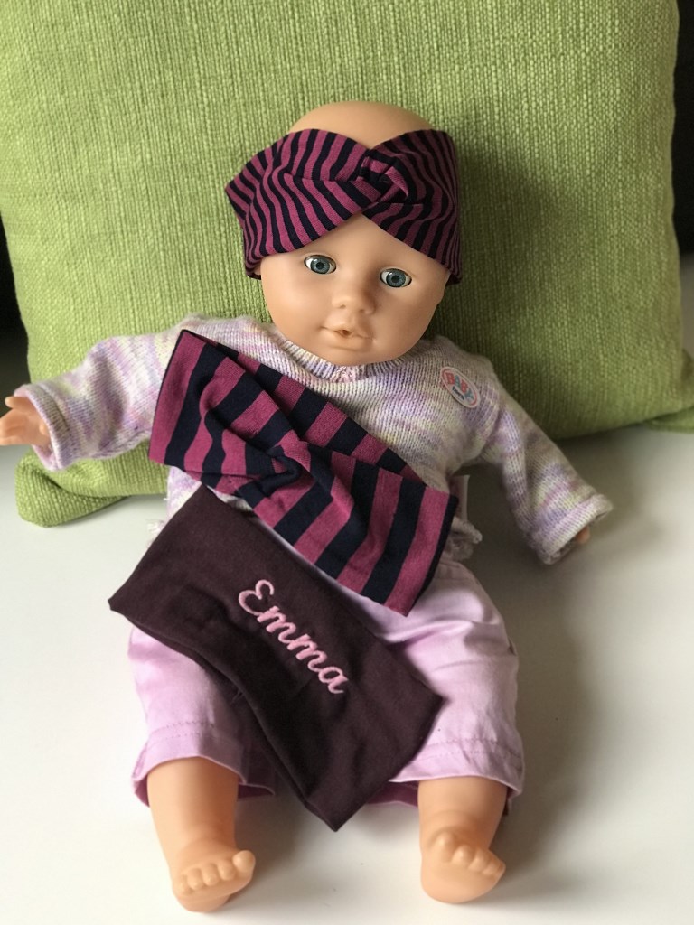 Selbstgenähte Jersey-Stirnbänder für Kinder oder Puppen