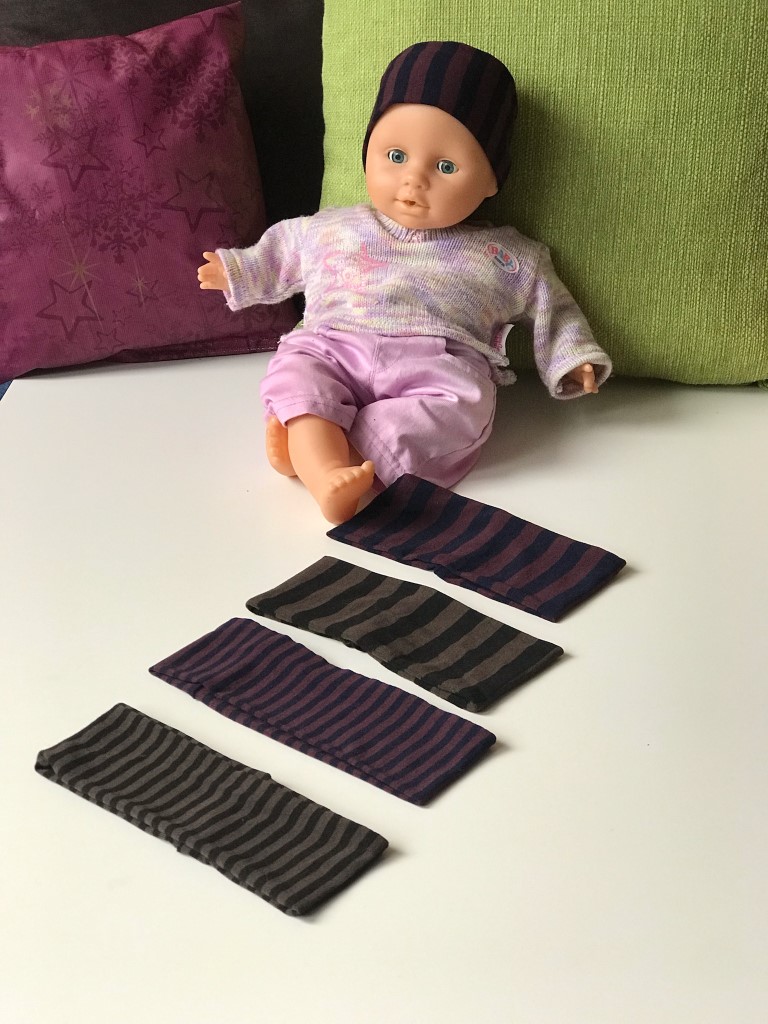 Selbstgenähte Jersey-Stirnbänder für Kinder oder Puppen